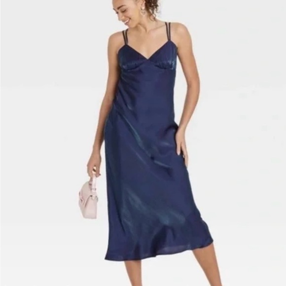 wild fable Dresses & Skirts - Wild Fable Responsible Iridescent Navy Blue Slip Maxi Cocktail Dress SizeVarious